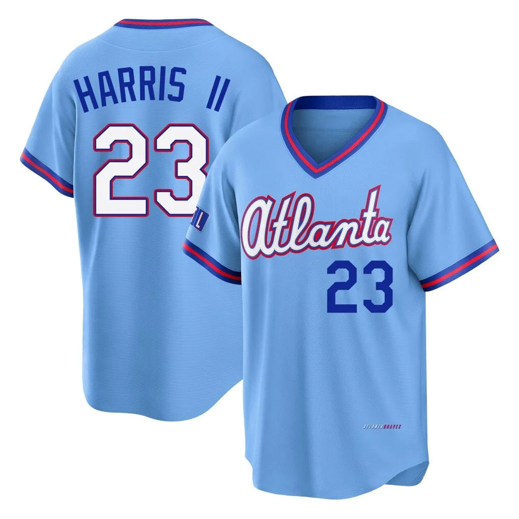 A.Braves #23 Michael Harris II Player Powder Blue 2026 City Connect T-shirt Home Game Qdoa Stitched Jerseys