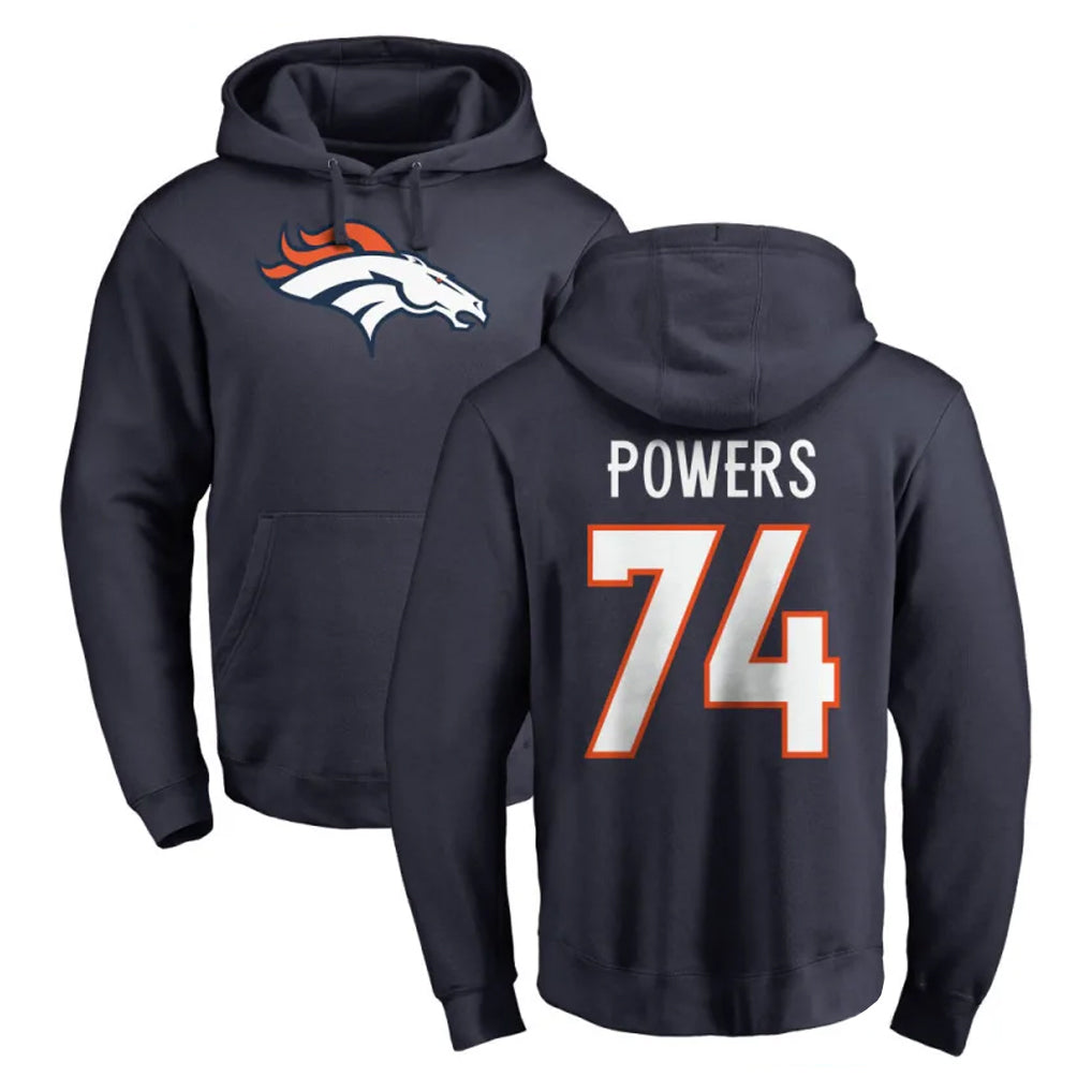 D.Broncos #74 Ben Powers Player Navy Pullover Hoodie Limited Qdoa Stitched Jerseys