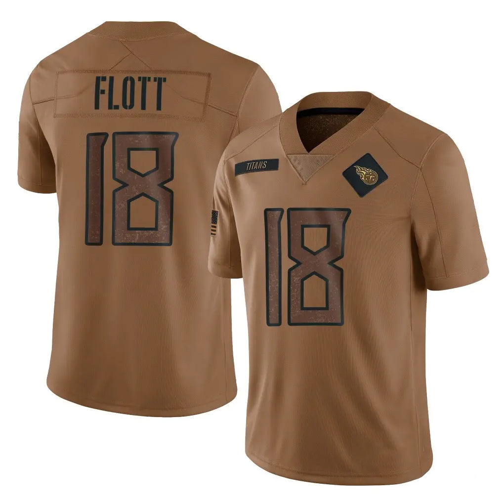 T.Titans #18 Cor'Dale Flott Player Brown Limited Salute to Service Home Game Qdoa Stitched Jerseys