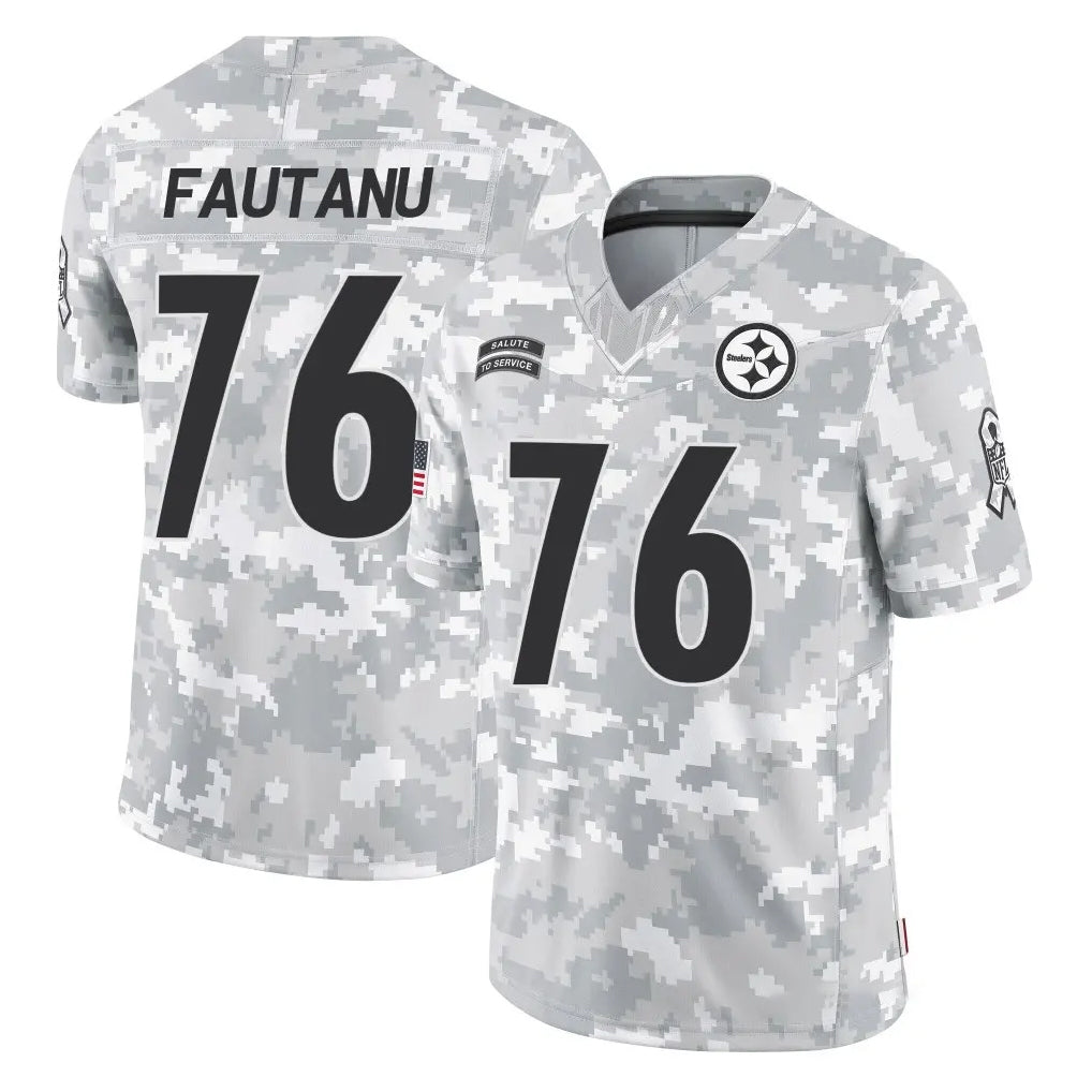 P.Steelers #76 Troy Fautanu Player Arctic Camo Limited Salute To Service Home Game Qdoa Stitched Jerseys