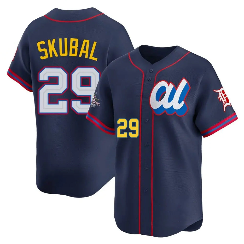 D.Tigers #29 Tarik Skubal Player Navy Limited American League All-Star Edition Qdoa Stitched Jerseys