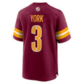 Qdoa W.Commanders #3 Cade York Burgundy Game Jersey