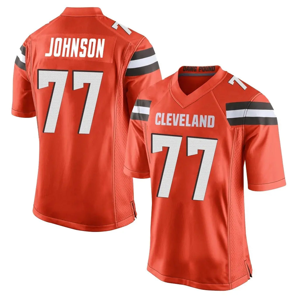 C.Browns #77 Zion Johnson Player Orange Home Game Qdoa Stitched Jerseys