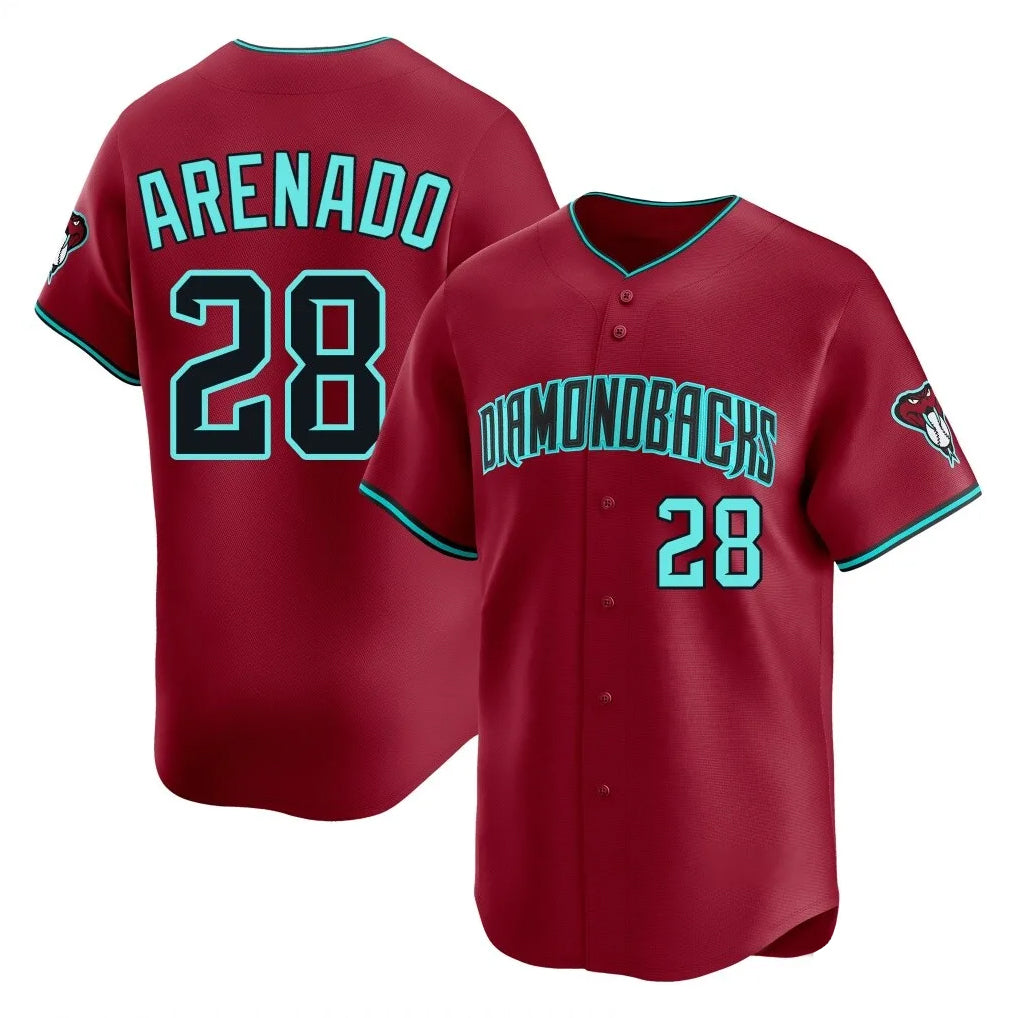 A.Diamondbacks #28 Nolan Arenado Player Red Limited Home Game Qdoa Stitched Jerseys