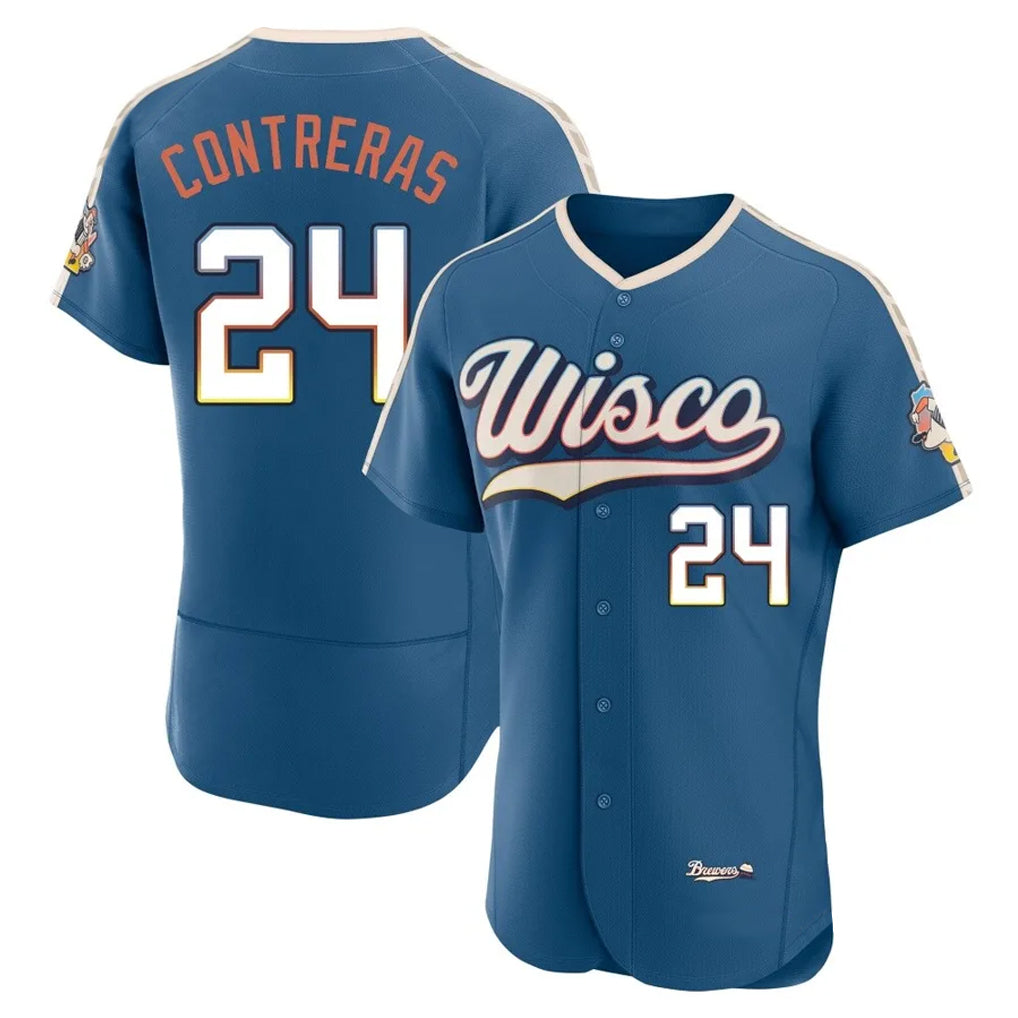 M.Brewers #24 William Contreras Player Blue 2026 City Connect Home Limited Elite Qdoa Stitched Jerseys