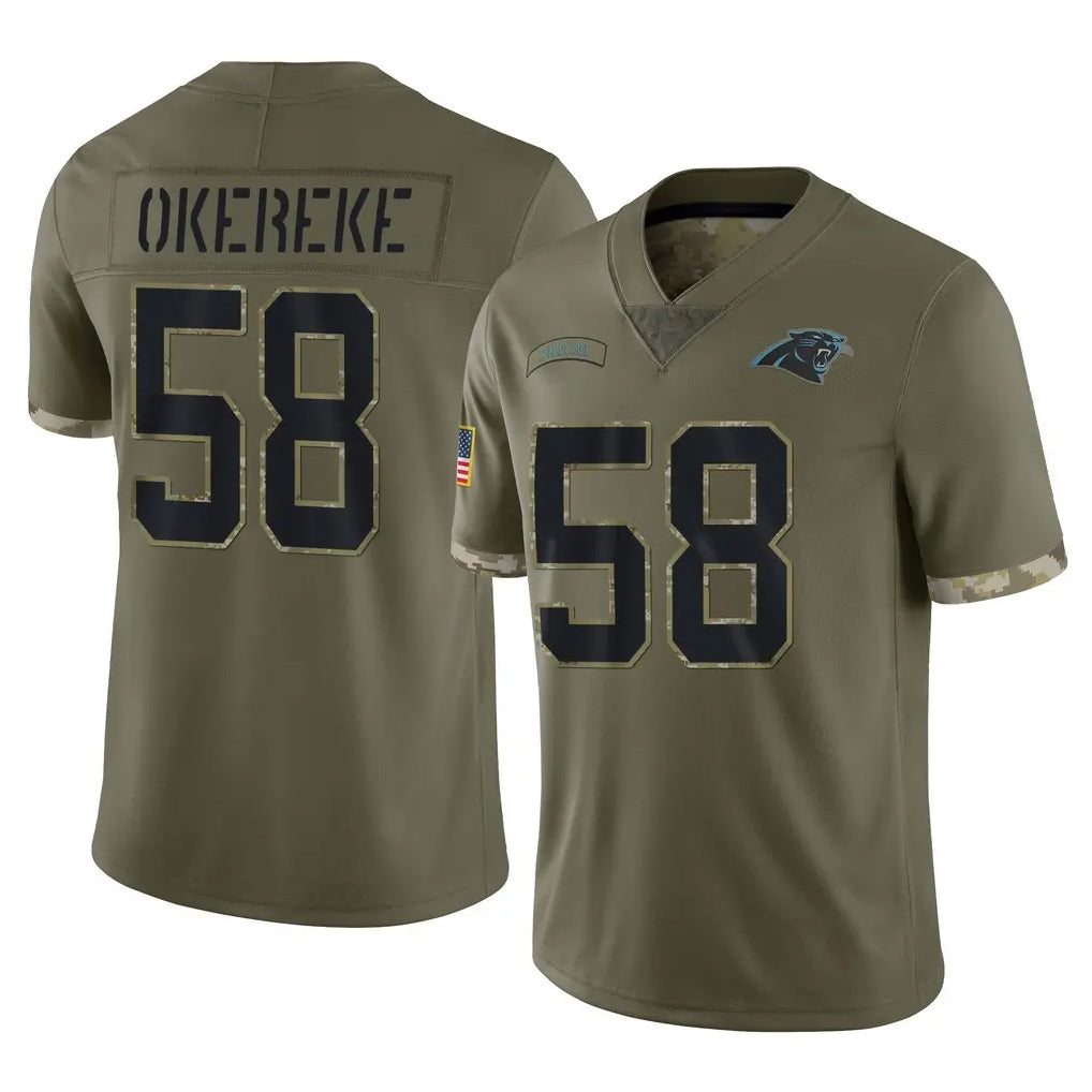 C.Panthers #58 Bobby Okereke Player Olive Salute to Service Game Qdoa Stitched Jerseys