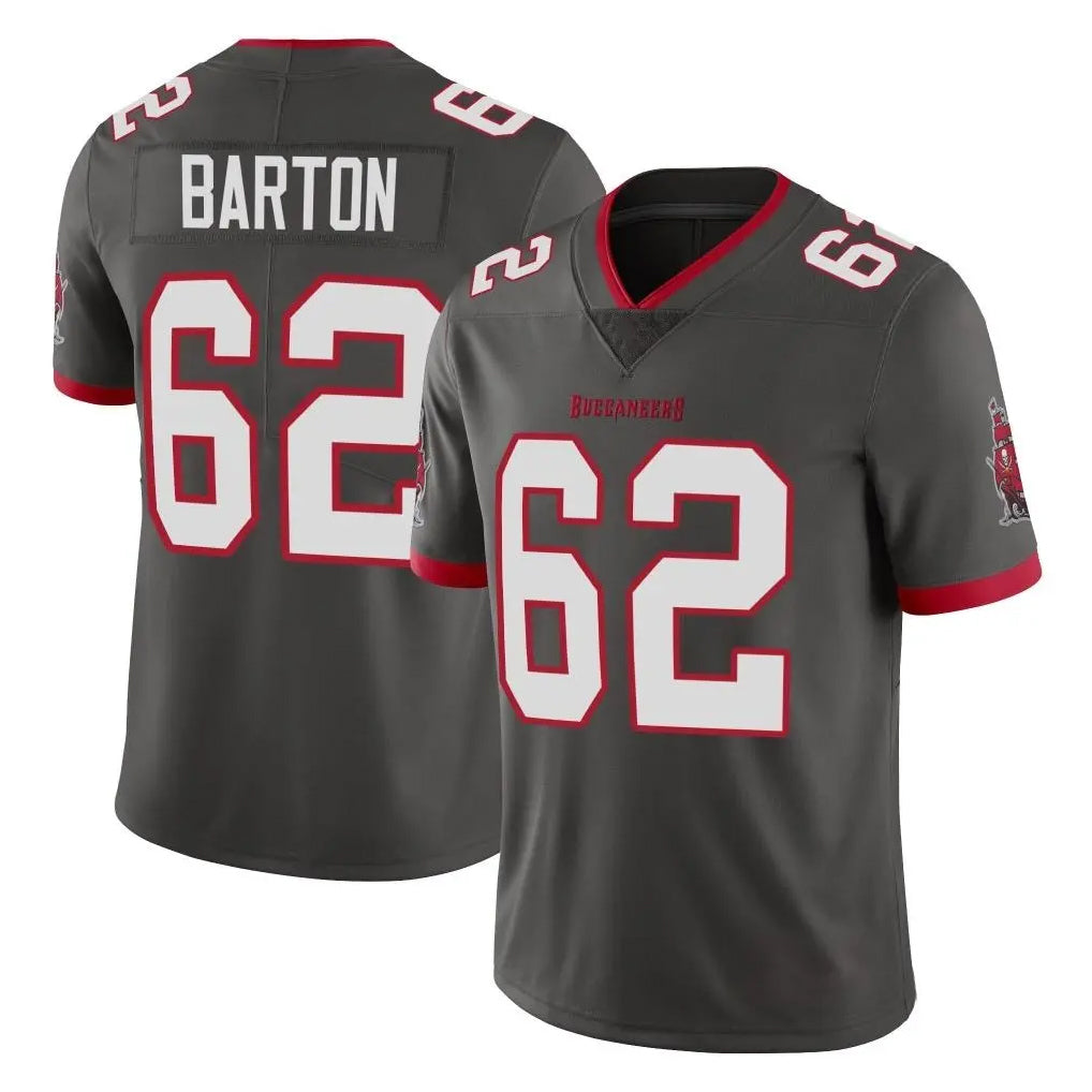 TB.Buccaneers #62 Graham Barton Player Pewter Limited Alternate Vapor Home Game Qdoa Stitched Jerseys