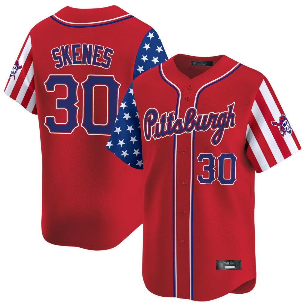 P.Pirates #30 Paul Skenes Player Red 2025 Independence Day Vapor Premier Limited Qdoa Stitched Jerseys