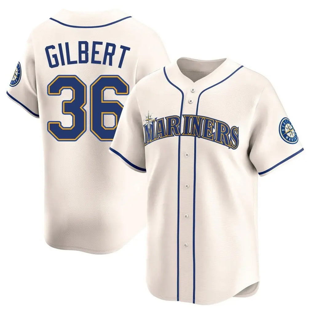 S.Mariners #36 Logan Gilbert Player Cream Home Limited Qdoa Stitched Jerseys