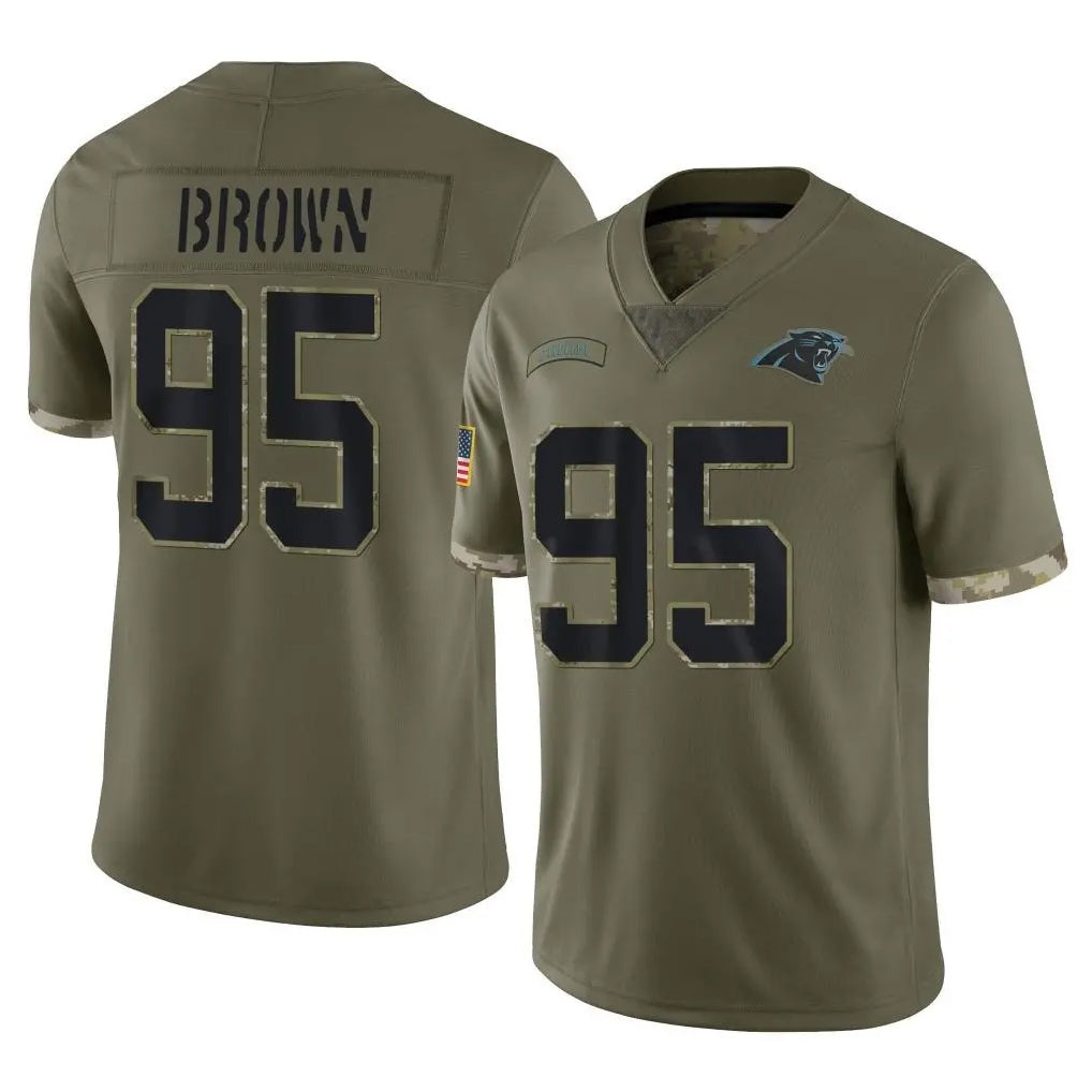 C.Panthers #95 Derrick Brown Player Olive Salute to Service Game Qdoa Stitched Jerseys