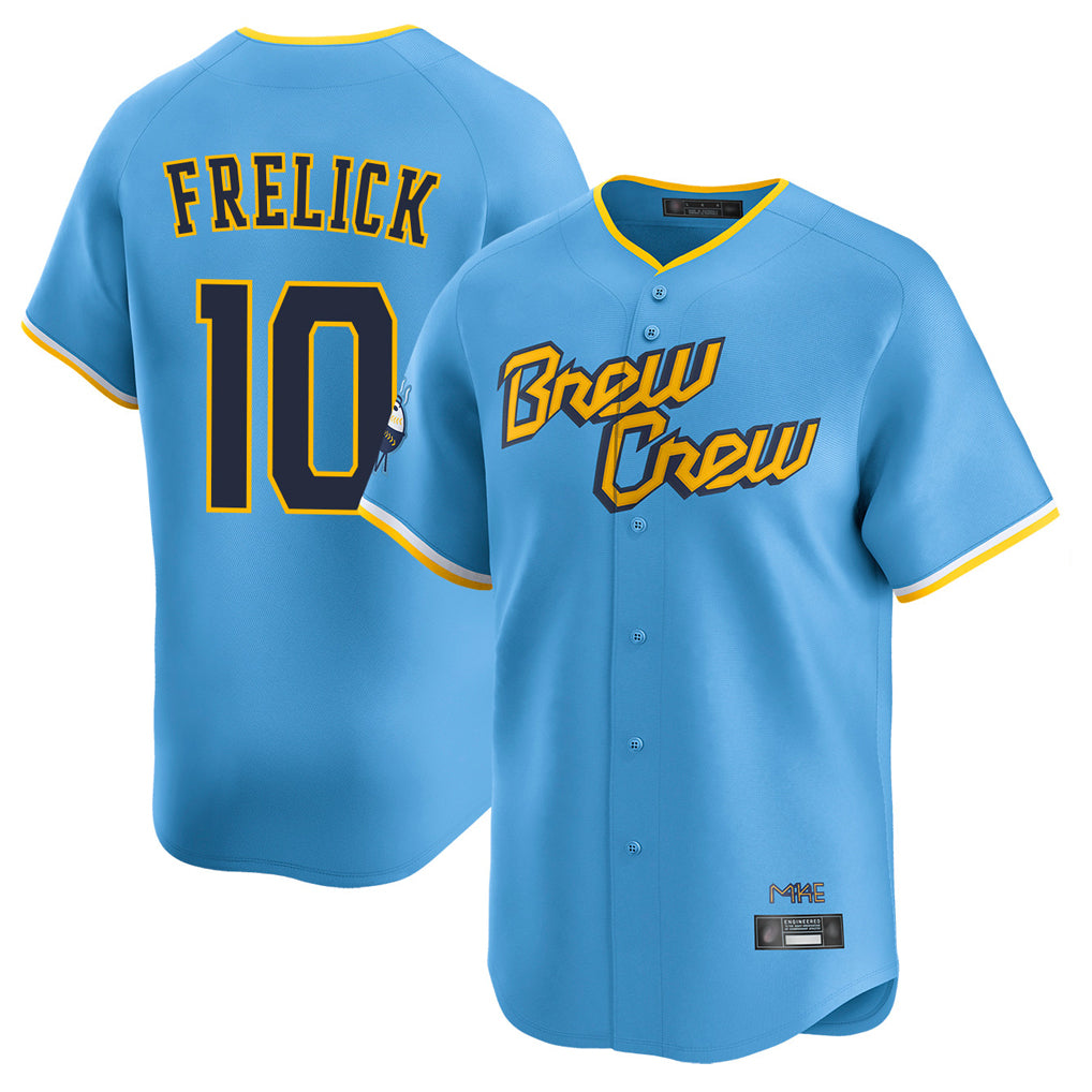 M.Brewers #10 Sal Frelick Player Light Blue City Connect Home Limited Qdoa Stitched Jerseys