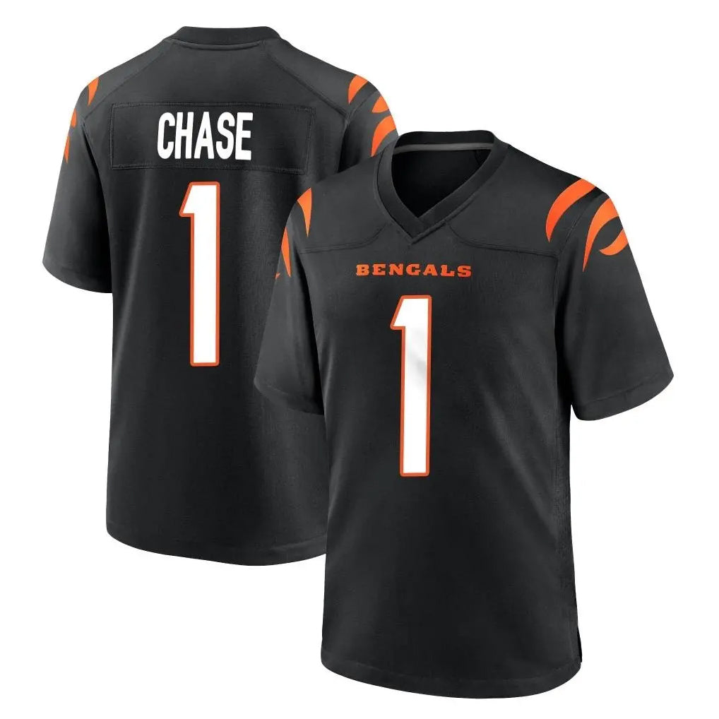 C.Bengals #1 Ja'Marr Chase Player Black Home Game Qdoa Stitched Jerseys