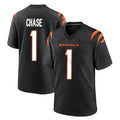 C.Bengals #1 Ja'Marr Chase Player Black Home Game Qdoa Stitched Jerseys