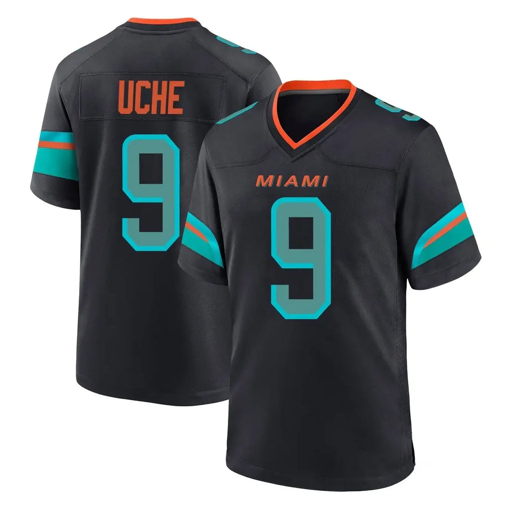 M.Dolphins #9 Joshua Uche Player Black Pitch Rivalries Collection Home Game Qdoa Stitched Jerseys