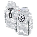 P.Steelers #6 Patrick Queen Player Arctic Camo Limited Salute to Service Pullover Hoodies Game Qdoa Stitched Jerseys