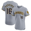 M.Brewers #16 Blake Perkins Player Gray Home Limited Elite Qdoa Stitched Jerseys