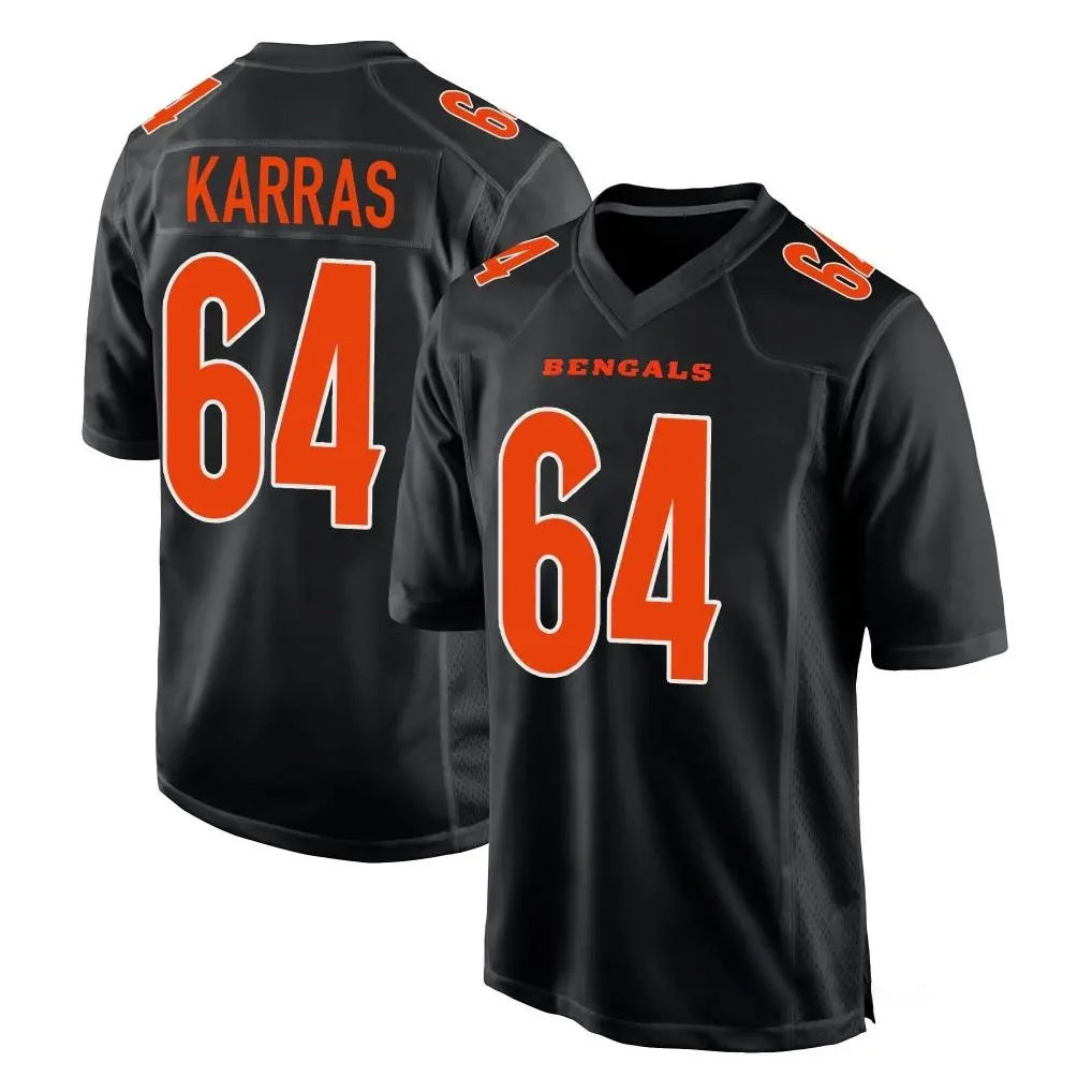 C.Bengals #64 Ted Karras Player Black Fashion Game Qdoa Stitched Jerseys