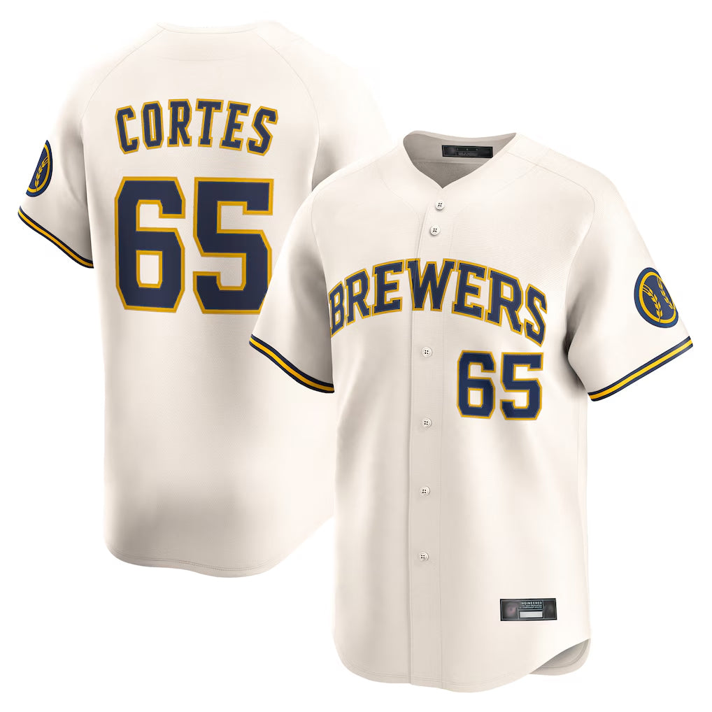 M.Brewers #65 Nestor Cortes Player Cream Home Limited Game Qdoa Stitched Jerseys