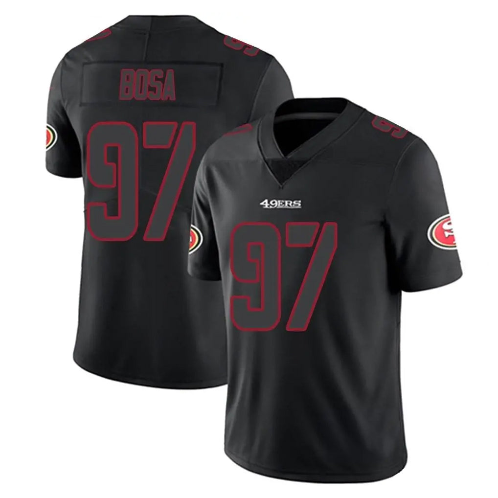 SF.49ers #97 Nick Bosa Player Black Impact Limited Home Game Qdoa Stitched Jerseys