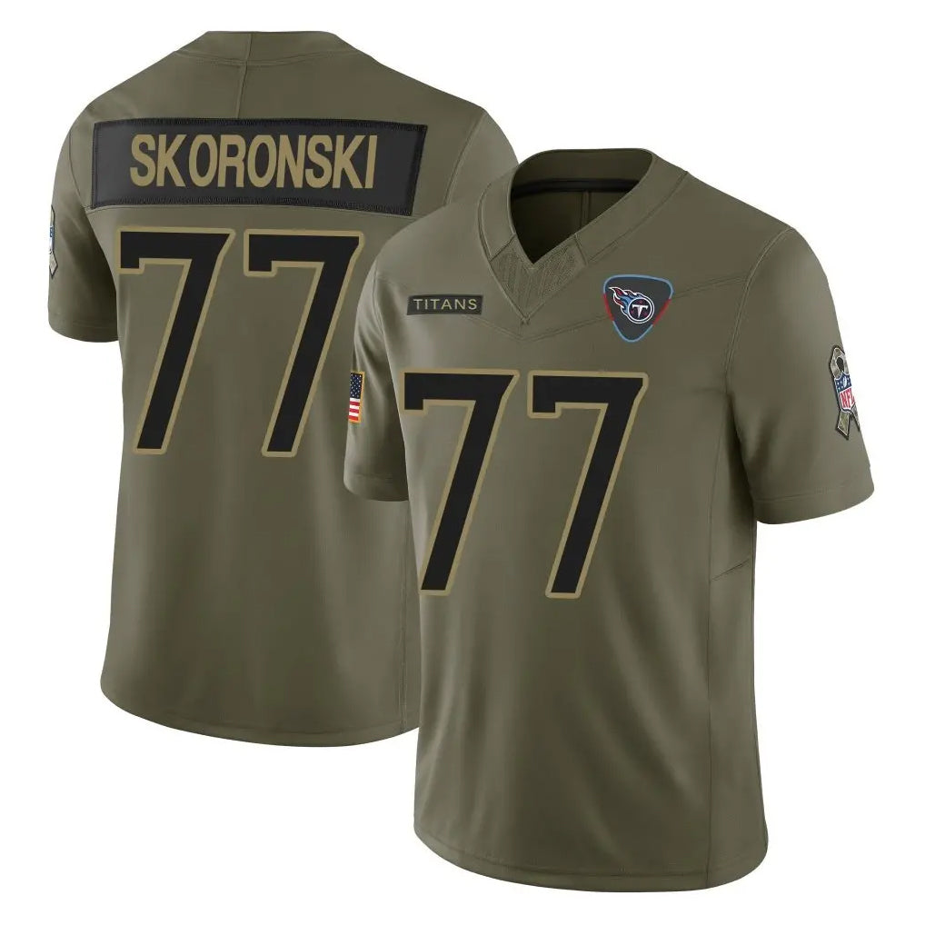 T.Titans #77 Peter Skoronski Player Olive Limited 2025 Salute to Service Home Game Qdoa Stitched Jerseys