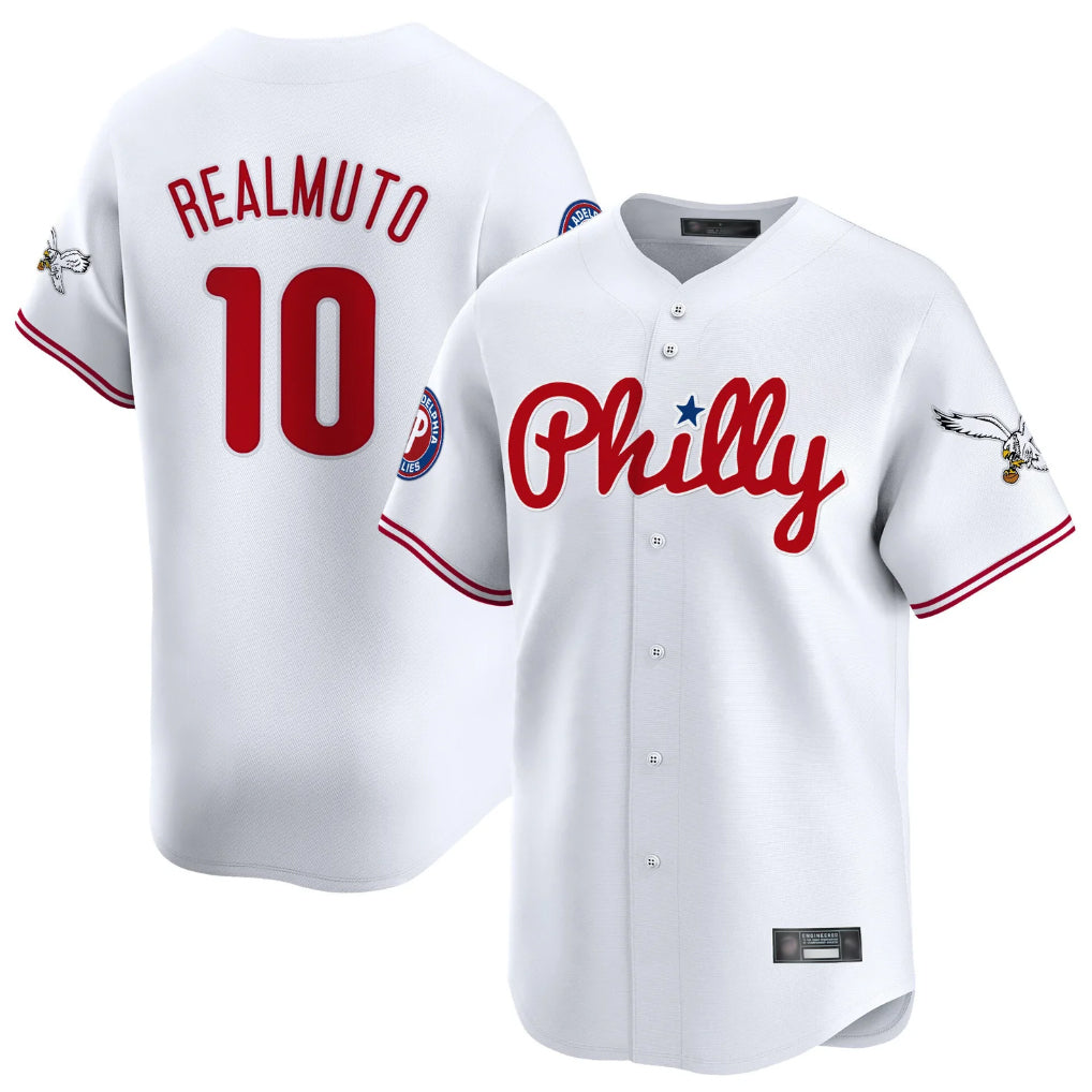 P.Phillies #10 J.T. Realmuto Player White Phillies & Eagles Vapor Premier Limited Qdoa Stitched Jerseys