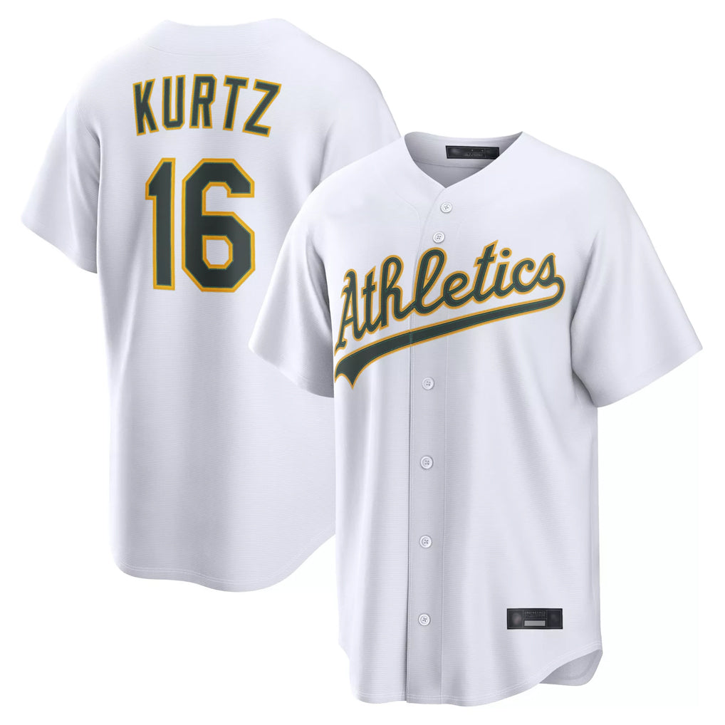 Athletics #16 Nick Kurtz Player White Home Game Qdoa Stitched Jerseys