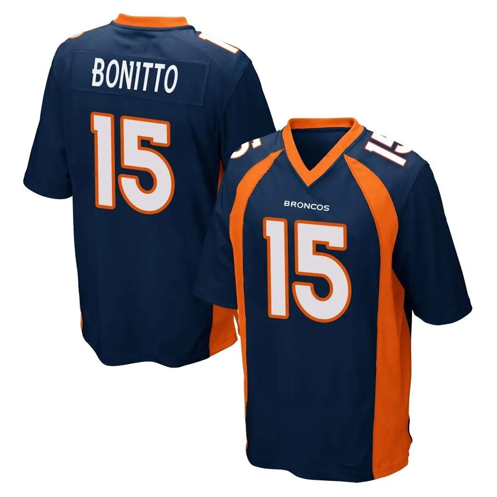 D.Broncos #15 Nik Bonitto Player Navy Game Qdoa Stitched Jerseys