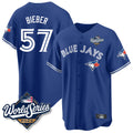 T.Blue Jays #57 Shane Bieber Player Royal 2025 World Series All Qdoa Stitched Jerseys