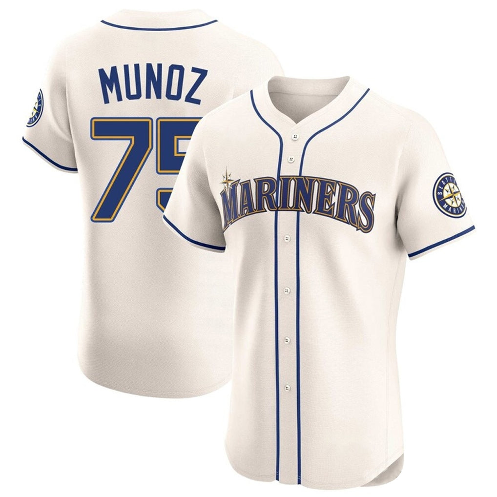 S.Mariners #75 Andres Munoz Player Cream Home Limited Elite Qdoa Stitched Jerseys