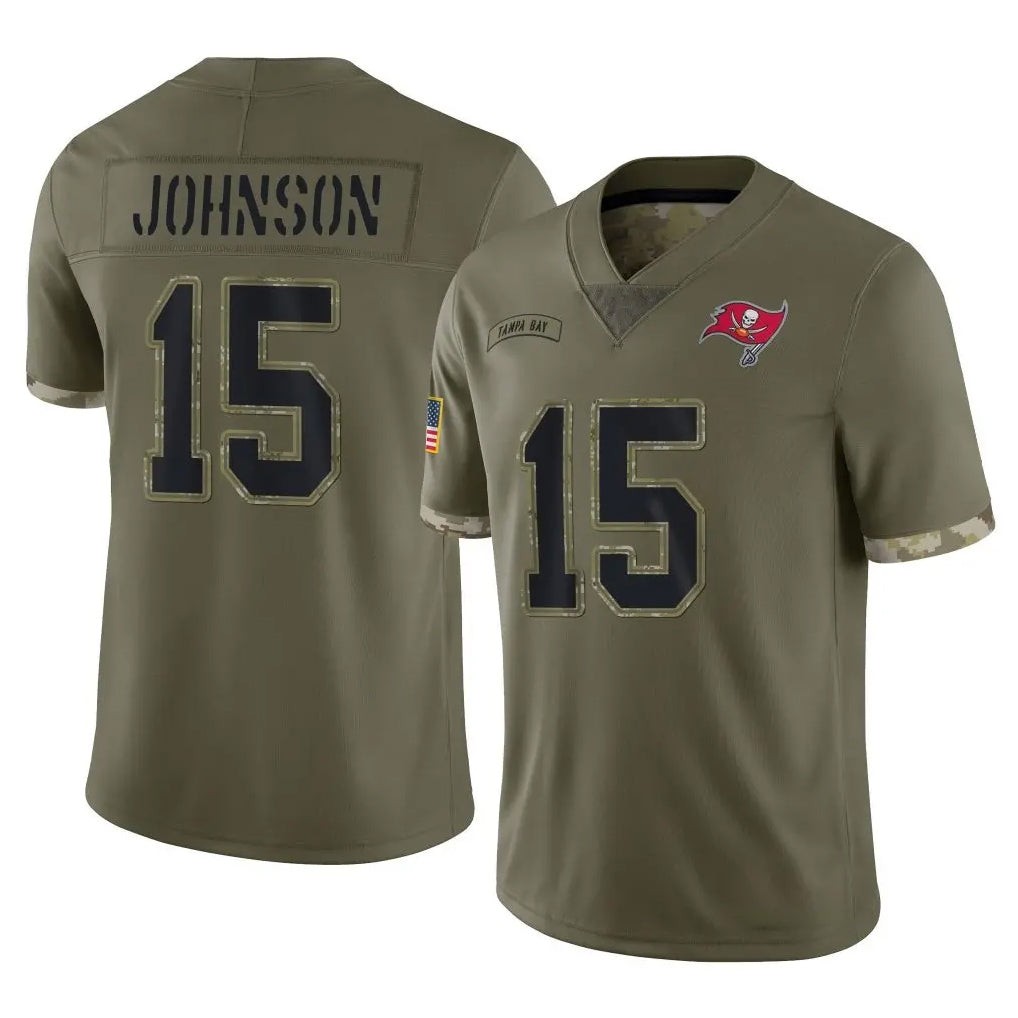 TB.Buccaneers #15 Tez Johnson Player Olive Limited Salute To Service Home Game Qdoa Stitched Jerseys