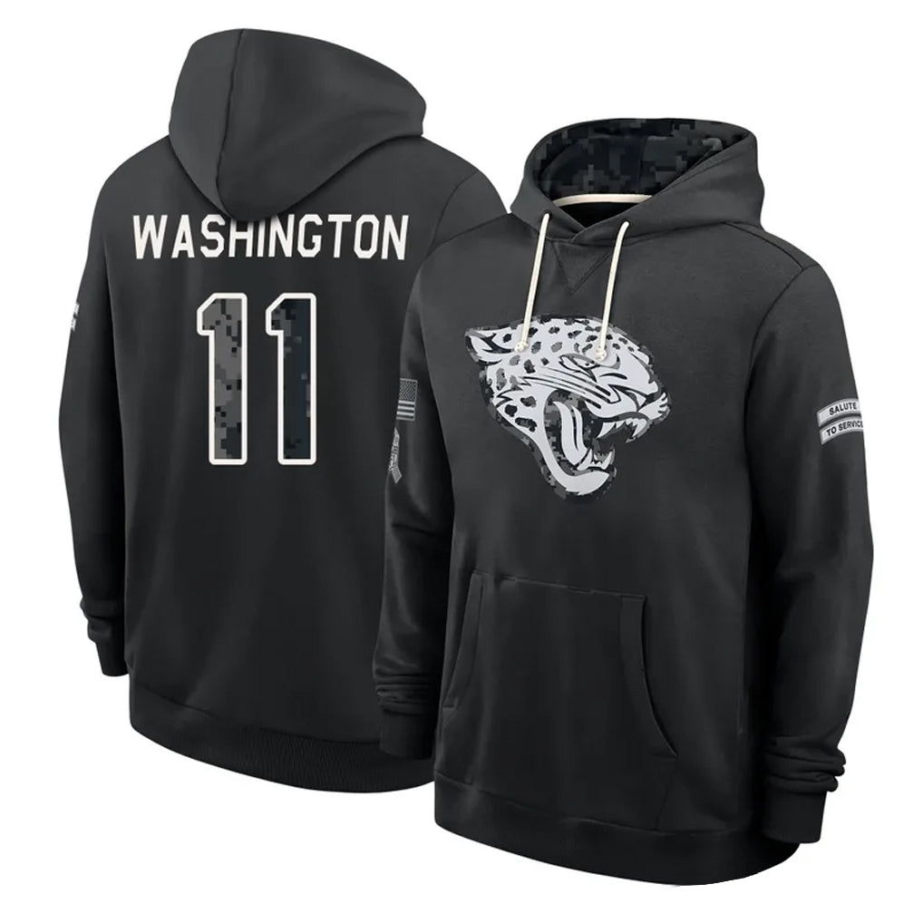 J.Jaguars #11 Parker Washington Player 2026 Black Logo Pullover Hoodies Limited Game Qdoa Stitched Jerseys