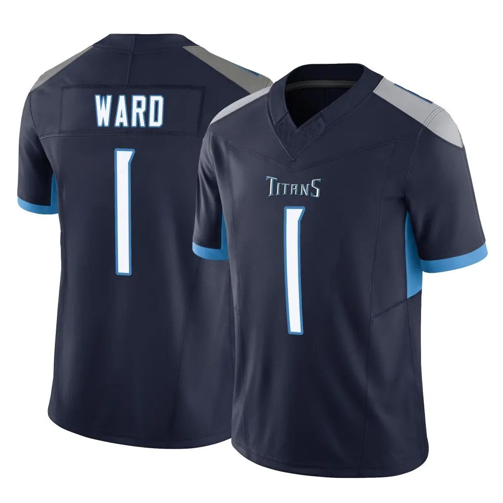 T.Titans #1 Cam Ward Player Navy Limited Vapor F.U.S.E. Home Game Qdoa Stitched Jerseys