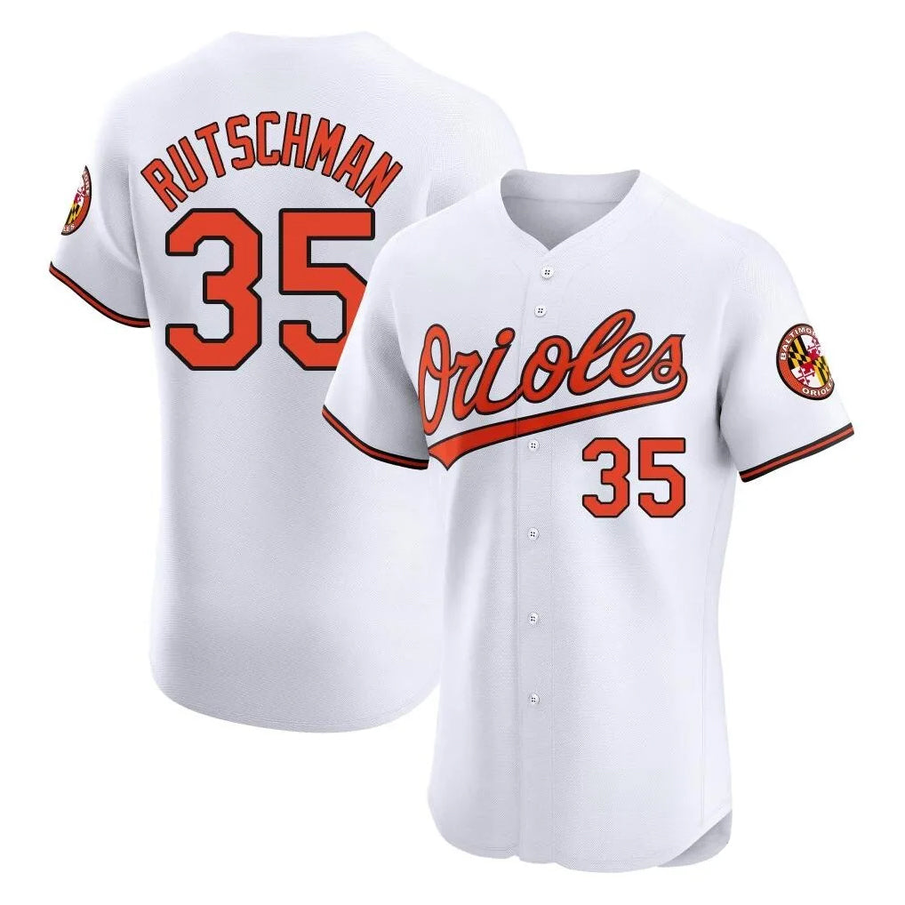 B.Orioles #35 Adley Rutschman Player White Limited Elite Home Game Qdoa Stitched Jerseys