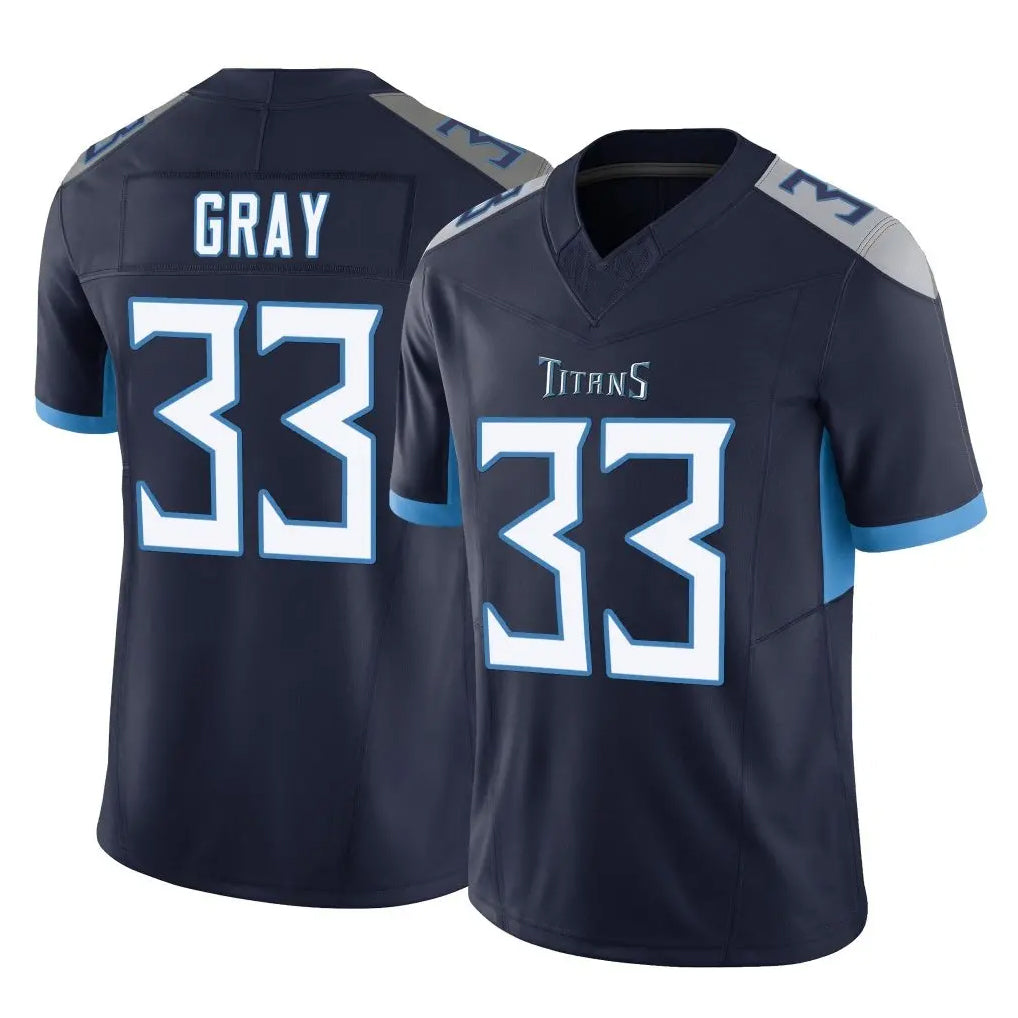 T.Titans #33 Cedric Gray Player Navy Limited Vapor F.U.S.E. Home Game Qdoa Stitched Jerseys