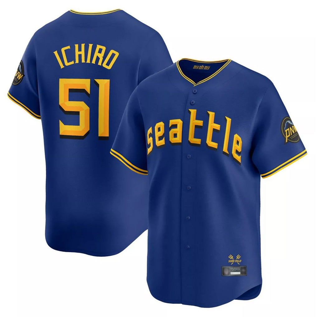 S.Mariners #51 Ichiro Suzuki Player Royal City Connect Home Limited Qdoa Stitched Jerseys