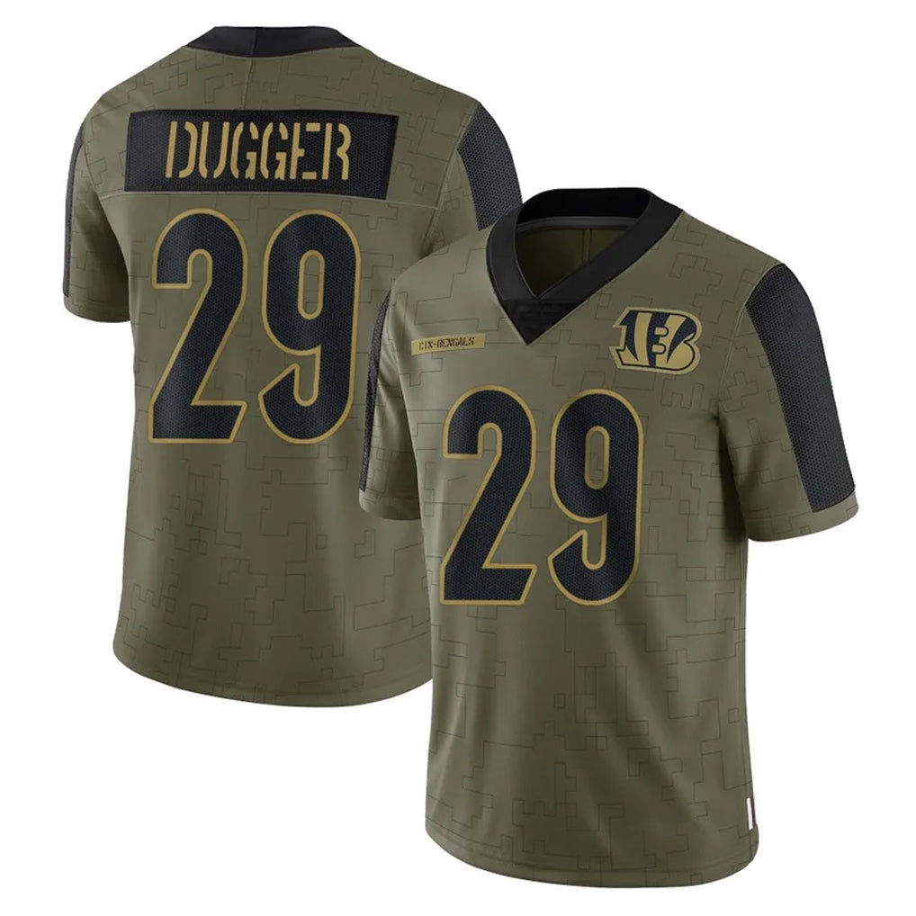 C.Bengals #29 Kyle Dugger Player Olive Salute to Service Game Qdoa Stitched Jerseys