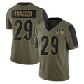 C.Bengals #29 Kyle Dugger Player Olive Salute to Service Game Qdoa Stitched Jerseys