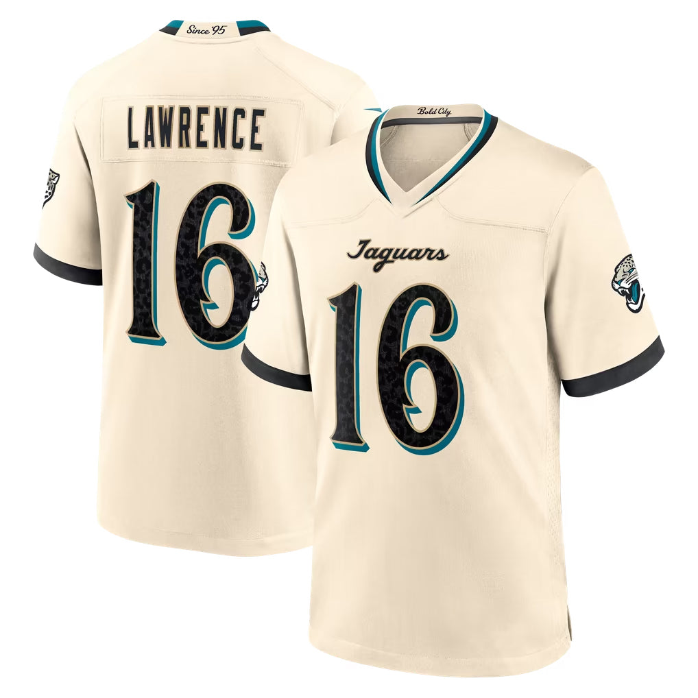 J.Jaguars #16 Trevor Lawrence Player Natural 2026 Rivalries Collection Game Qdoa Stitched Jerseys