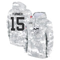 M.Vikings #15 Dallas Turner Player Arctic Camo Salute to Service Pullover Hoodies Limited Game Qdoa Stitched Jerseys