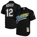 TB.Rays #12 Wade Boggs Player Black Mitchell & Ness Cooperstown Replica Qdoa Stitched Jerseys