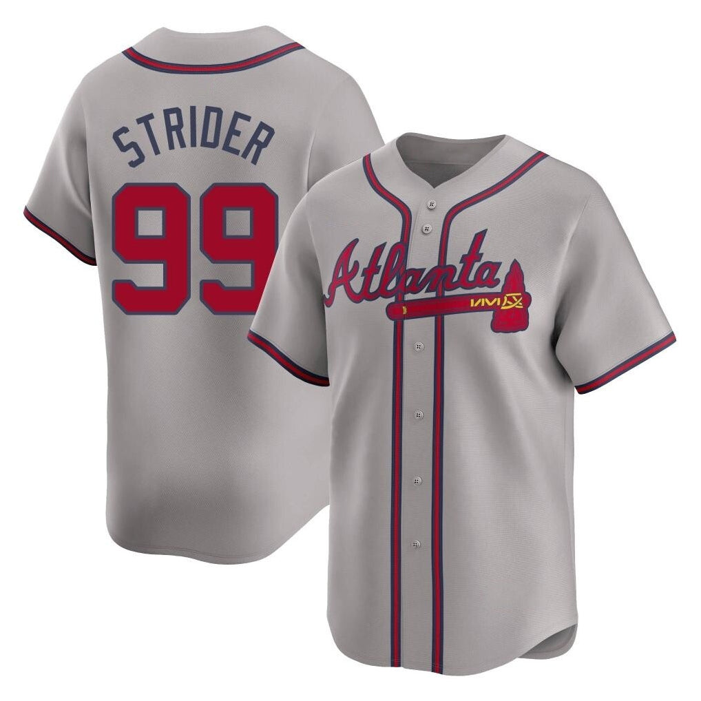 A.Braves #99 Spencer Strider Player Gray Limited Home Game Qdoa Stitched Jerseys