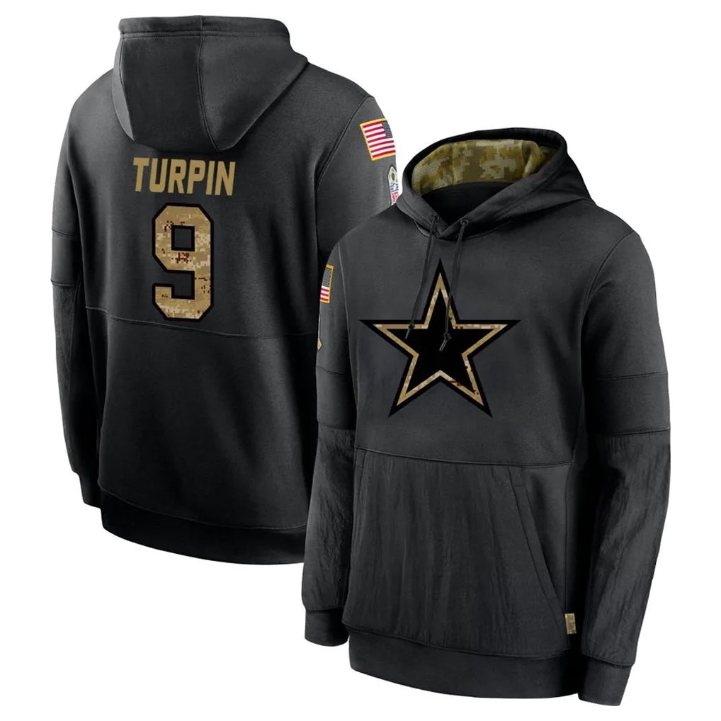 D.Cowboys #9 KaVontae Turpin Player Black Salute to Service Pullover Hoodies Limited Qdoa Stitched Jerseys