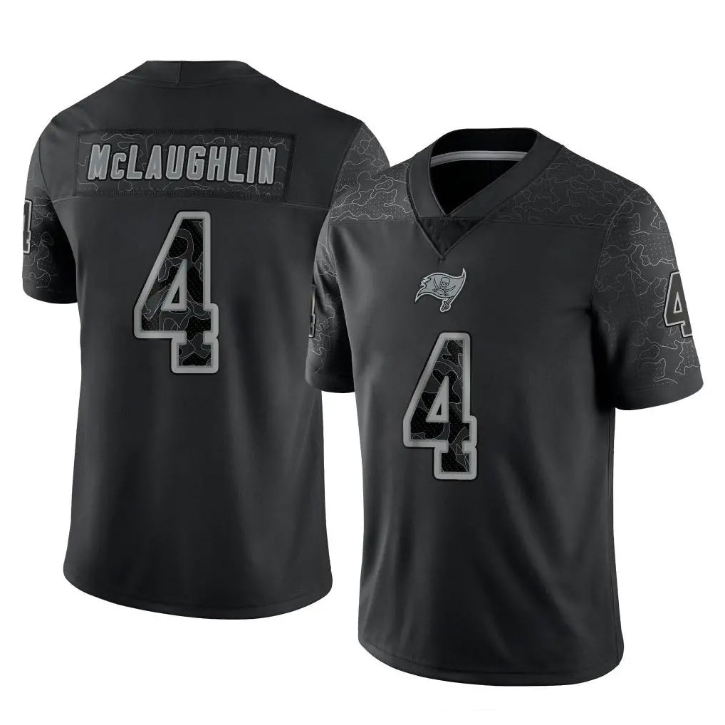 TB.Buccaneers #4 Chase McLaughlin Player Black Reflective Limited Home Game Qdoa Stitched Jerseys