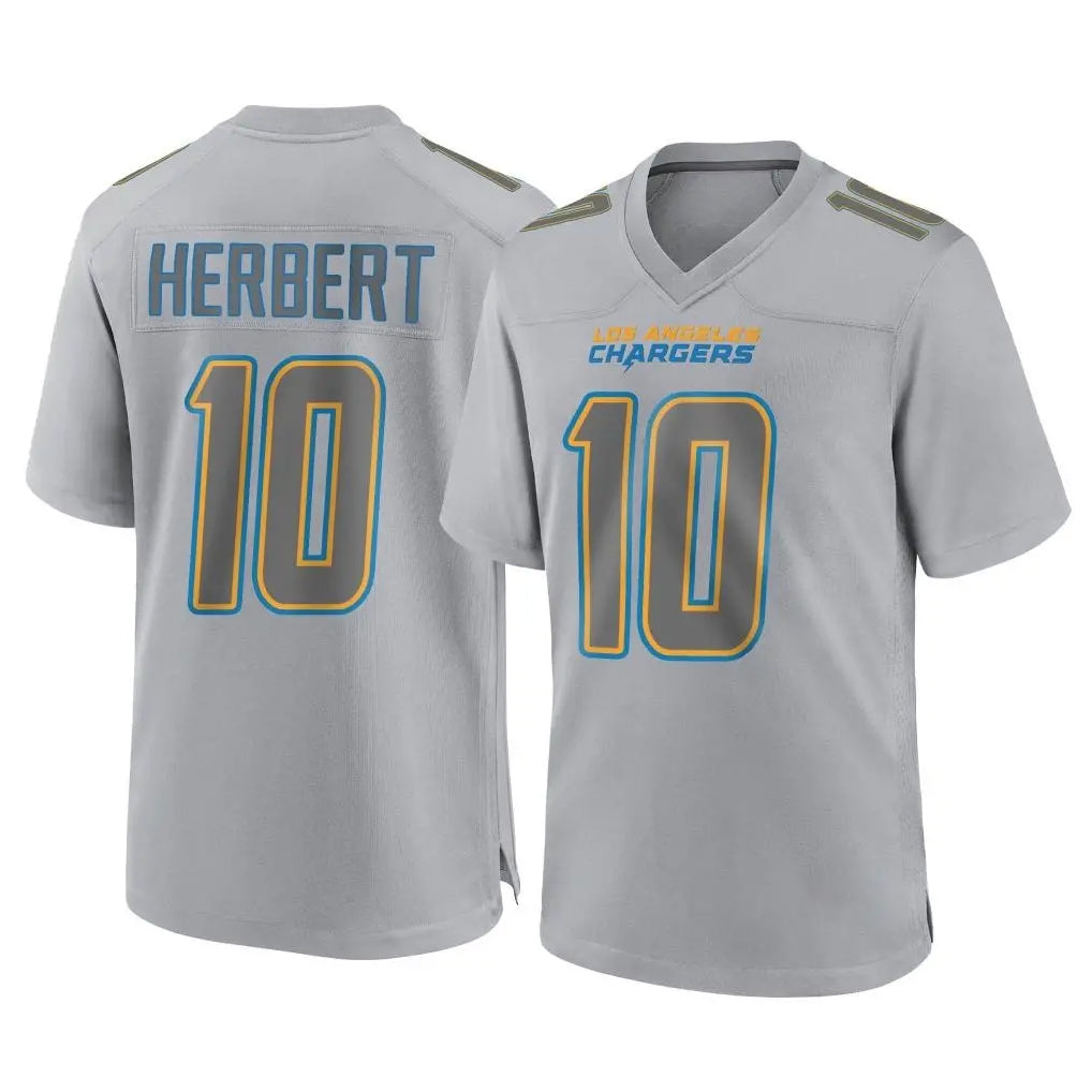 LA.Chargers #10 Justin Herbert Player Gray Atmosphere Fashion Home Game Qdoa Stitched Jerseys