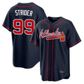 A.Braves #99 Spencer Strider Player Navy Home Game Qdoa Stitched Jerseys