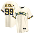 M.Brewers #99 Gary Sanchez Player Cream Home Game Qdoa Stitched Jerseys