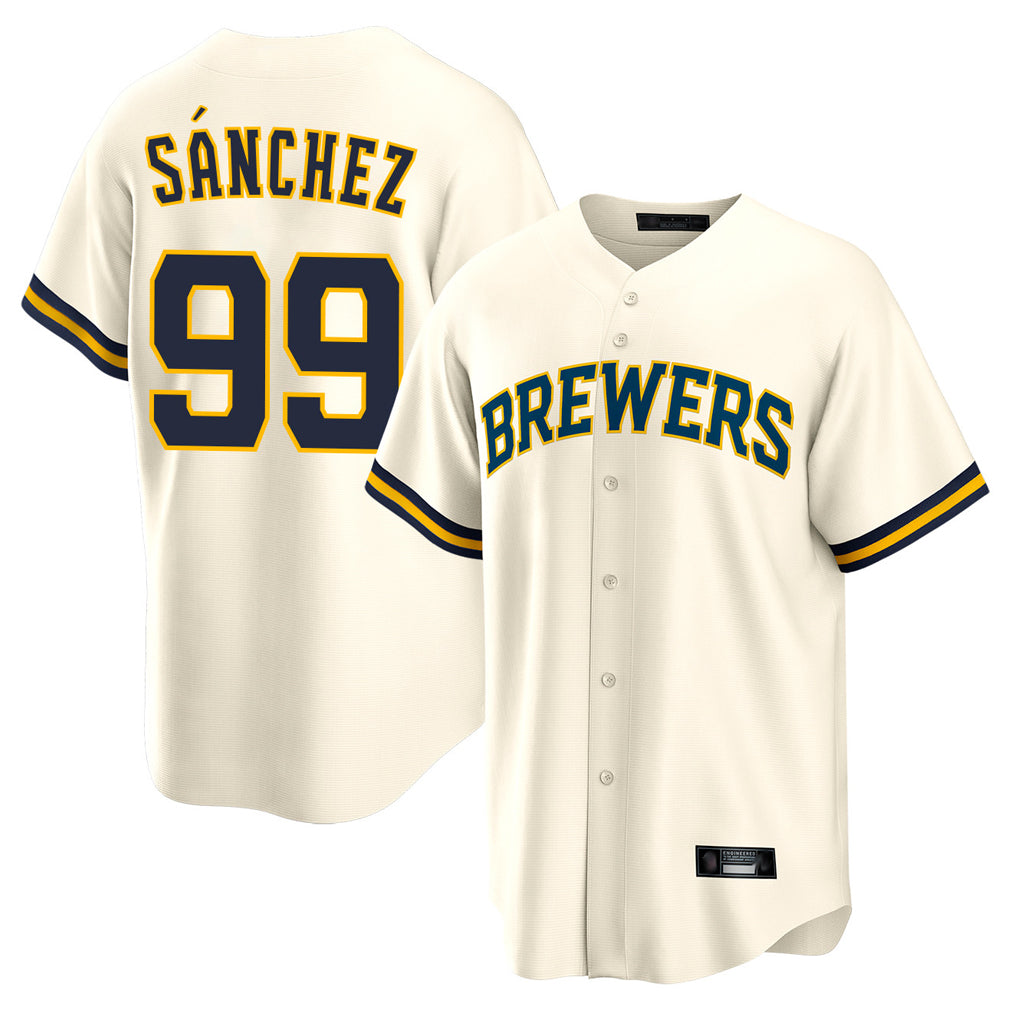 M.Brewers #99 Gary Sanchez Player Cream Home Game Qdoa Stitched Jerseys