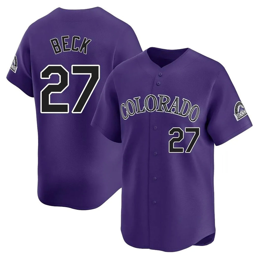 C.Rockies #27 Jordan Beck Player Purple Limited Home Qdoa Stitched Jerseys