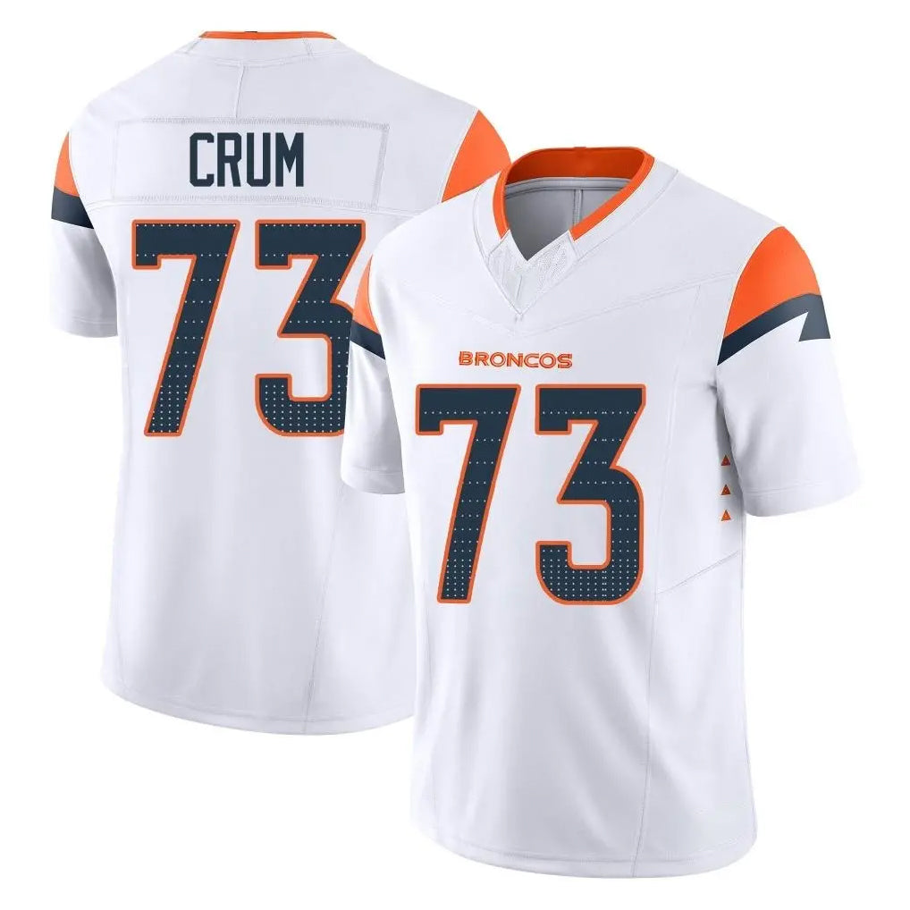 D.Broncos #73 Frank Crum Player White Limited Vapor F.U.S.E. Home Game Qdoa Stitched Jerseys