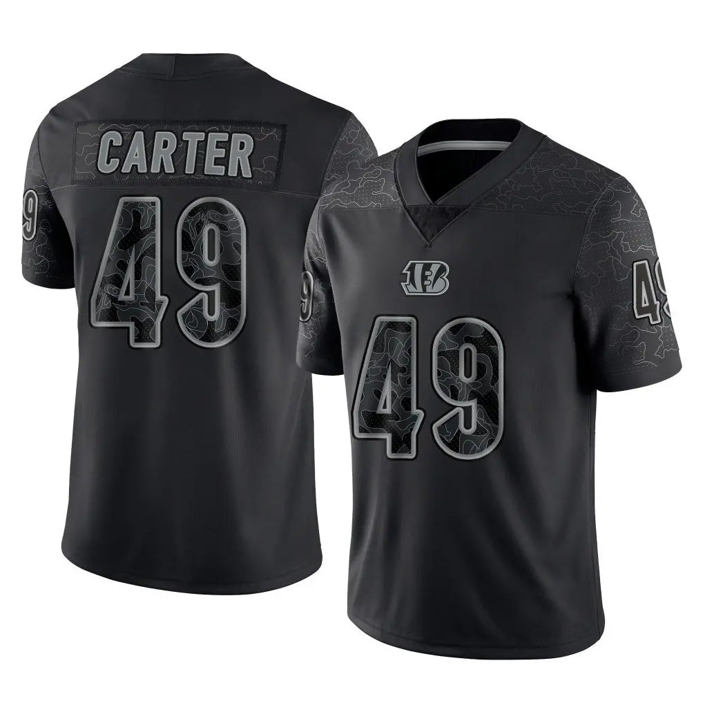 C.Bengals #49 Barrett Carter Player Black Reflective Limited Game Qdoa Stitched Jerseys